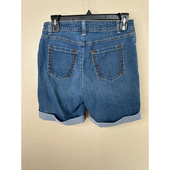 Croft & Barrow‎ Womens Blue Bermuda 4 Shorts cuffed button zipper cotton - Picture 4 of 6